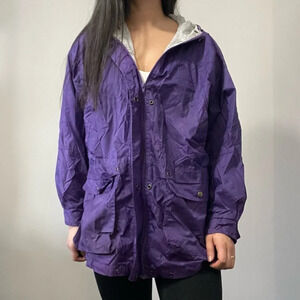 💜 Embrace the Vintage Vibes: Purple Windbreaker  Coat - Size Unknown 🌬️